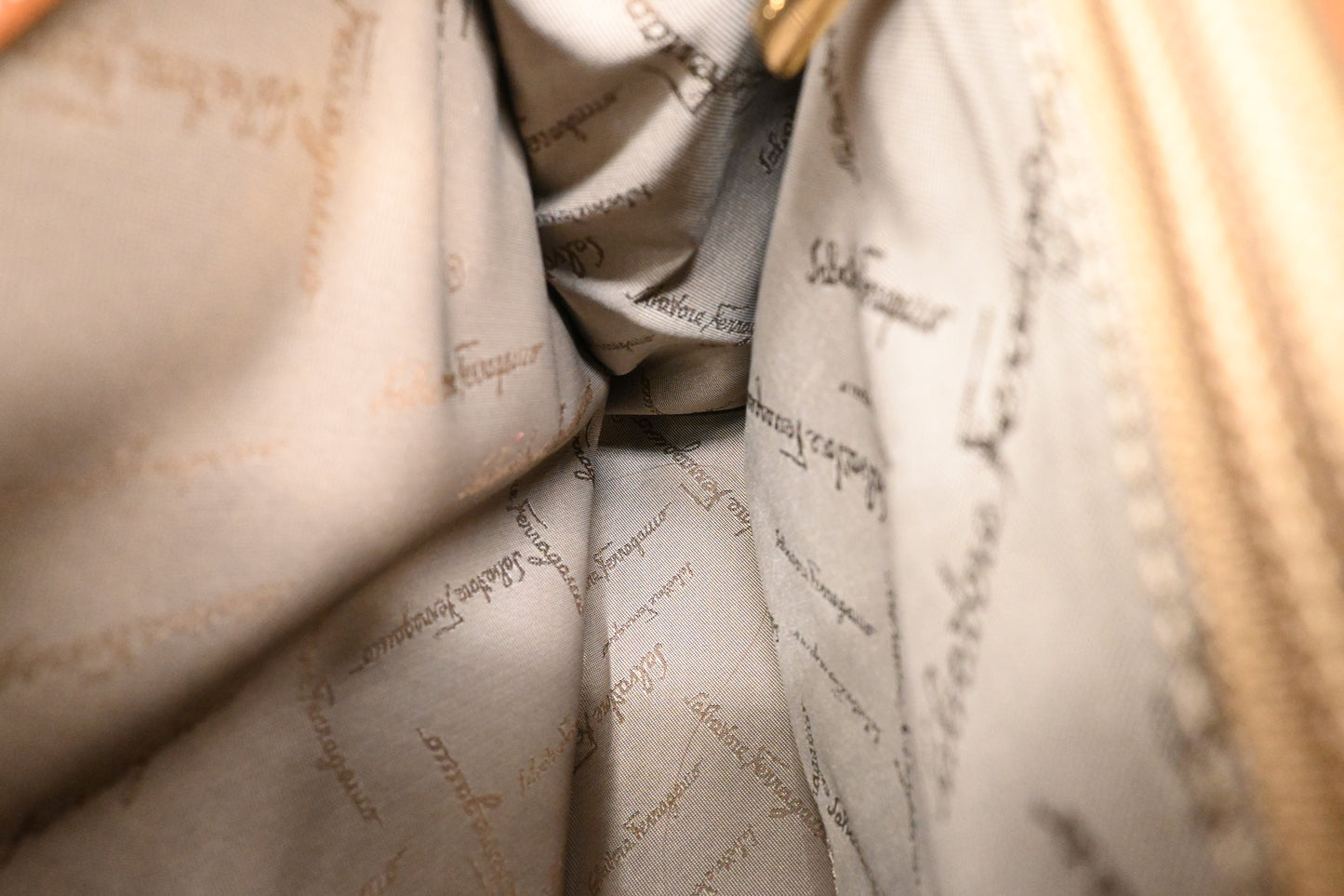 Ferragamo Two Way Bag in Tan Leather