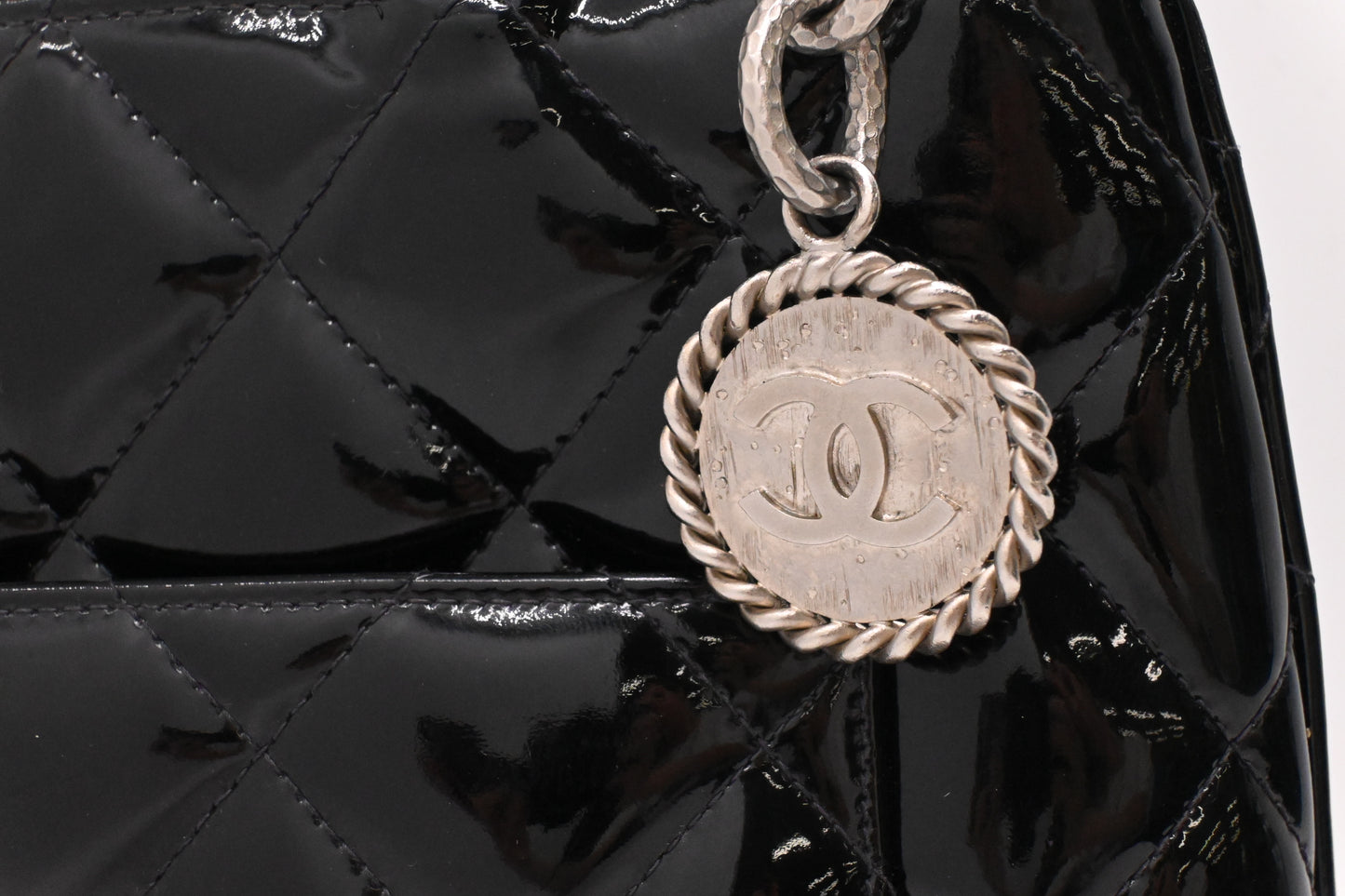 Chanel Medallion Tote in Black Patent Leather