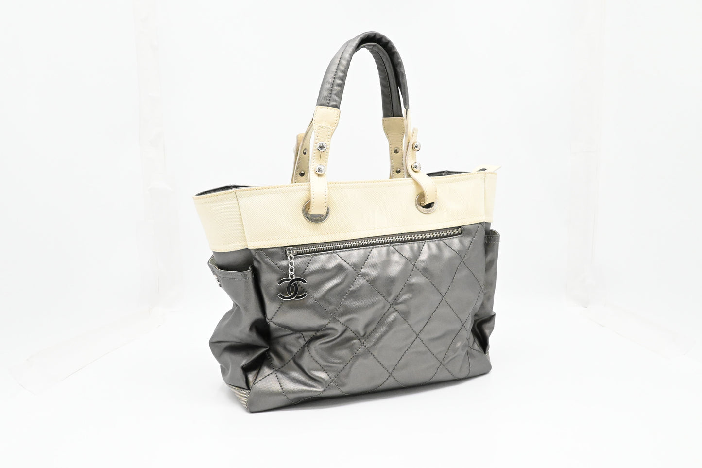 Chanel Paris-Biarritz Tote in Grey Coated Canvas