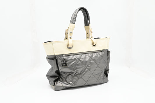 Chanel Paris-Biarritz Tote in Grey Coated Canvas