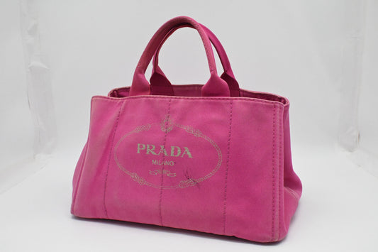 Prada Large Canapa Tote in Pink Canvas