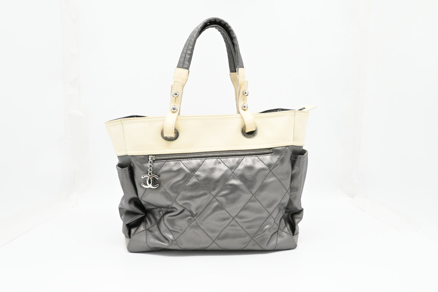 Chanel Paris-Biarritz Tote in Grey Coated Canvas