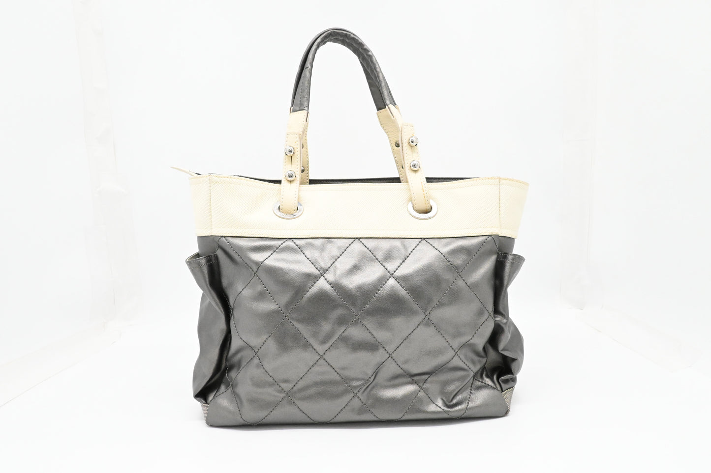 Chanel Paris-Biarritz Tote in Grey Coated Canvas
