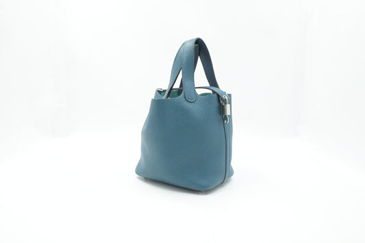 Hermes Picotin 18 in Blue Clemence Leather