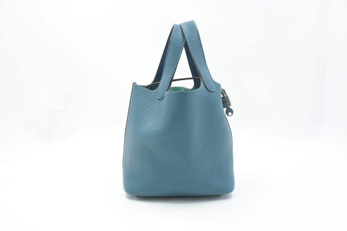 Hermes Picotin 18 in Blue Clemence Leather