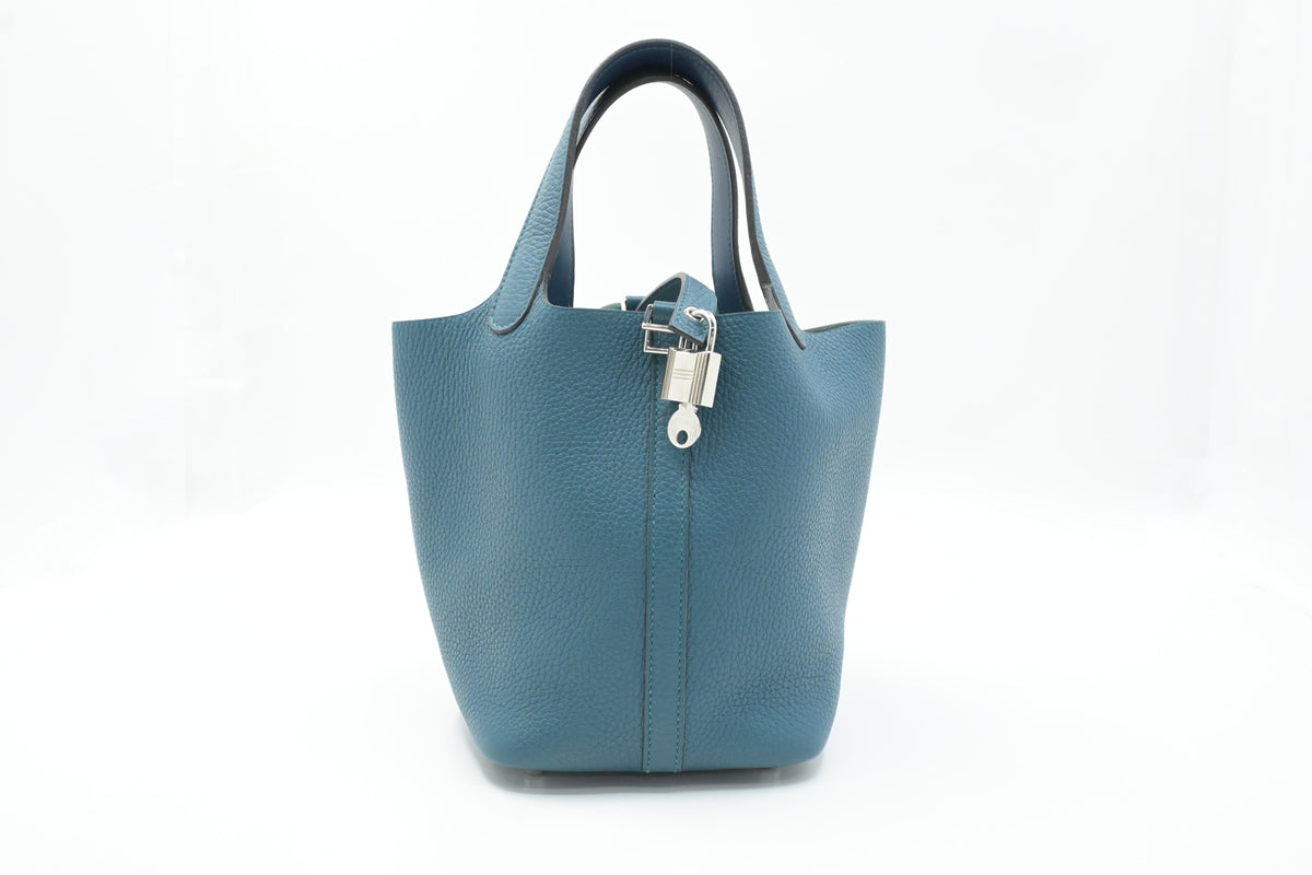 Hermes Picotin 18 in Blue Clemence Leather