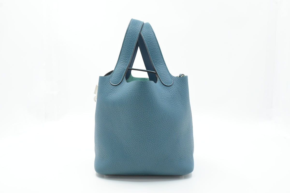 Hermes Picotin 18 in Blue Clemence Leather
