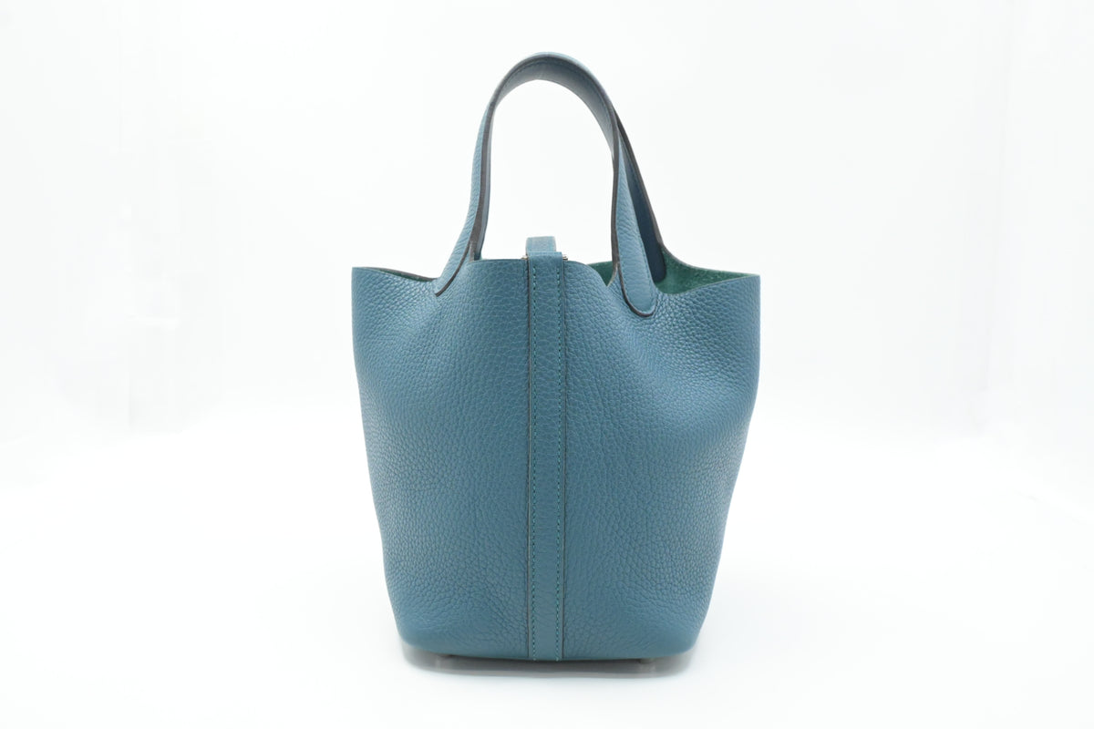 Hermes Picotin 18 in Blue Clemence Leather