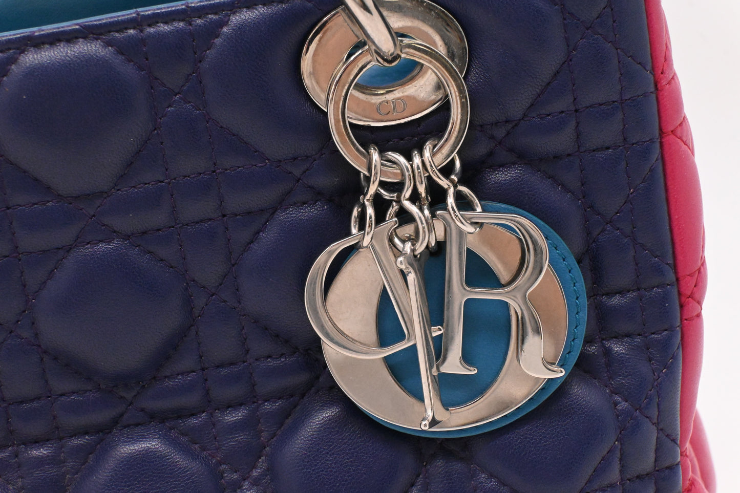 Dior Lady Dior in Blue, Fuchsia and Turquoise Cannage Lambskin