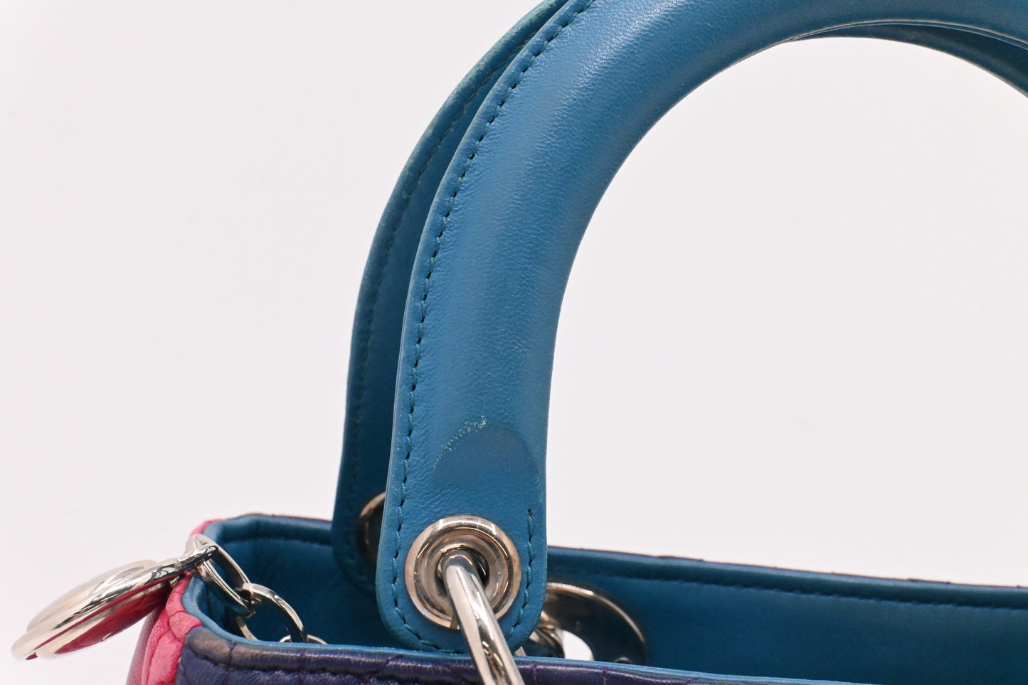 Dior Lady Dior in Blue, Fuchsia and Turquoise Cannage Lambskin