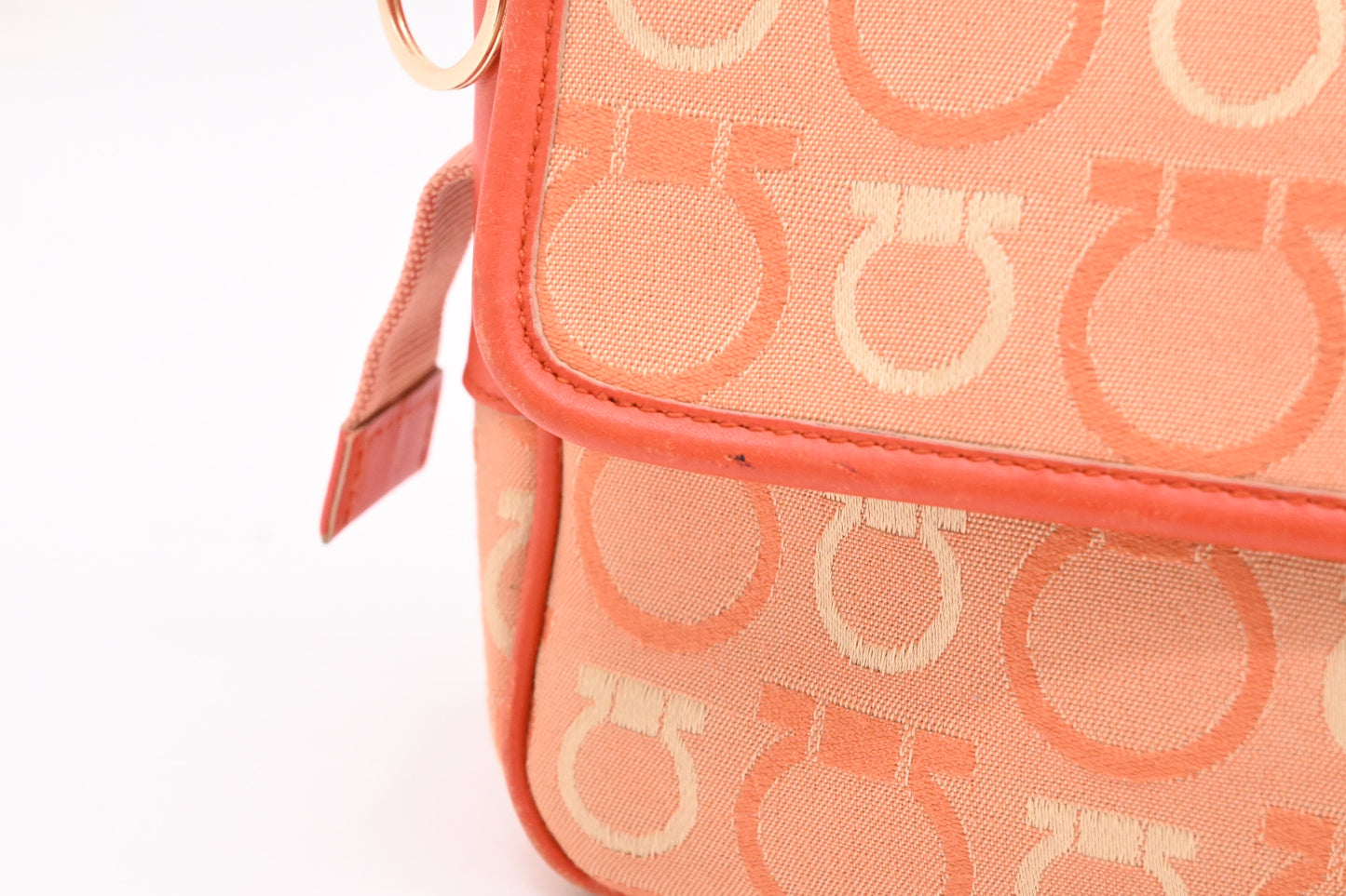 Ferragamo Shoulder Bag in Orange Gancini Canvas