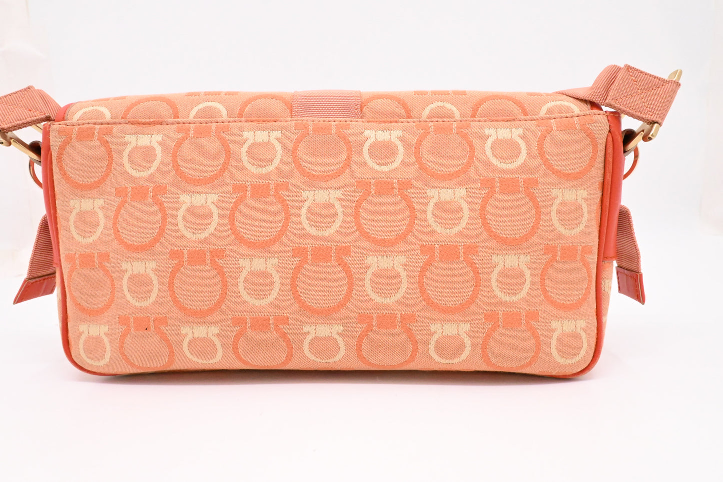 Ferragamo Shoulder Bag in Orange Gancini Canvas