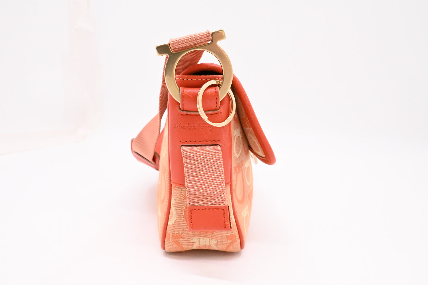 Ferragamo Shoulder Bag in Orange Gancini Canvas