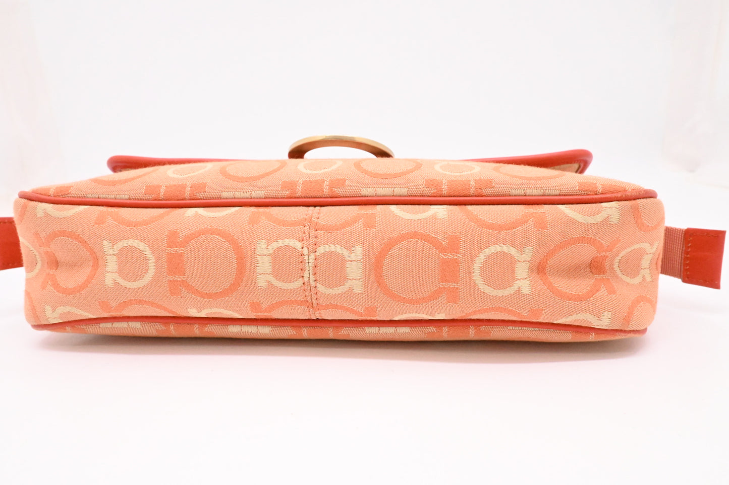 Ferragamo Shoulder Bag in Orange Gancini Canvas