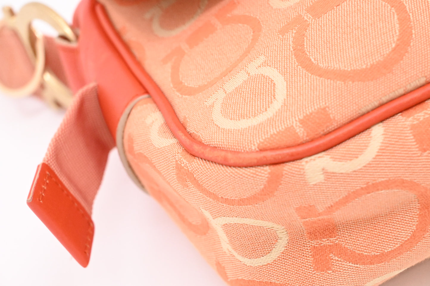 Ferragamo Shoulder Bag in Orange Gancini Canvas