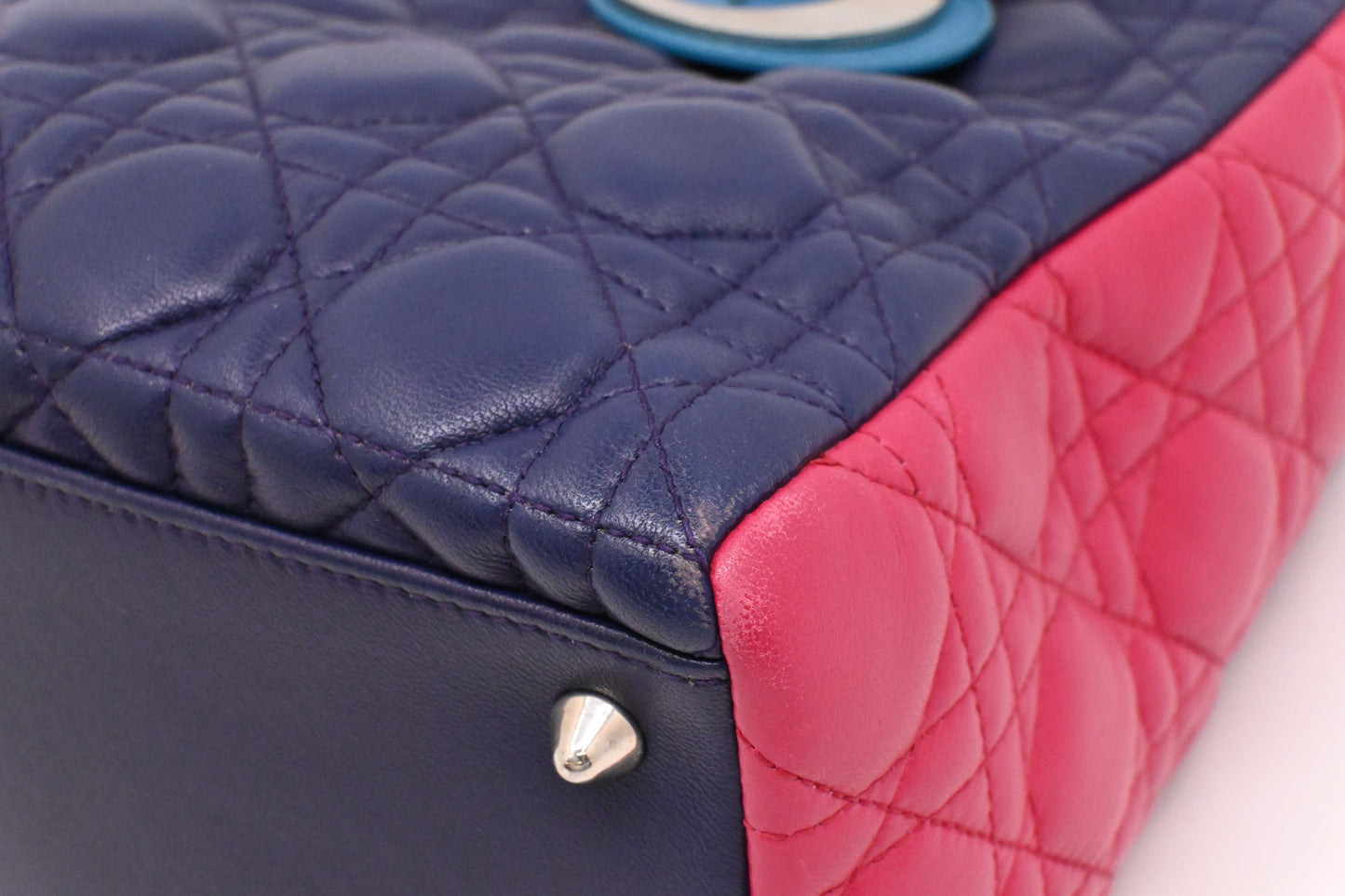 Dior Lady Dior in Blue, Fuchsia and Turquoise Cannage Lambskin