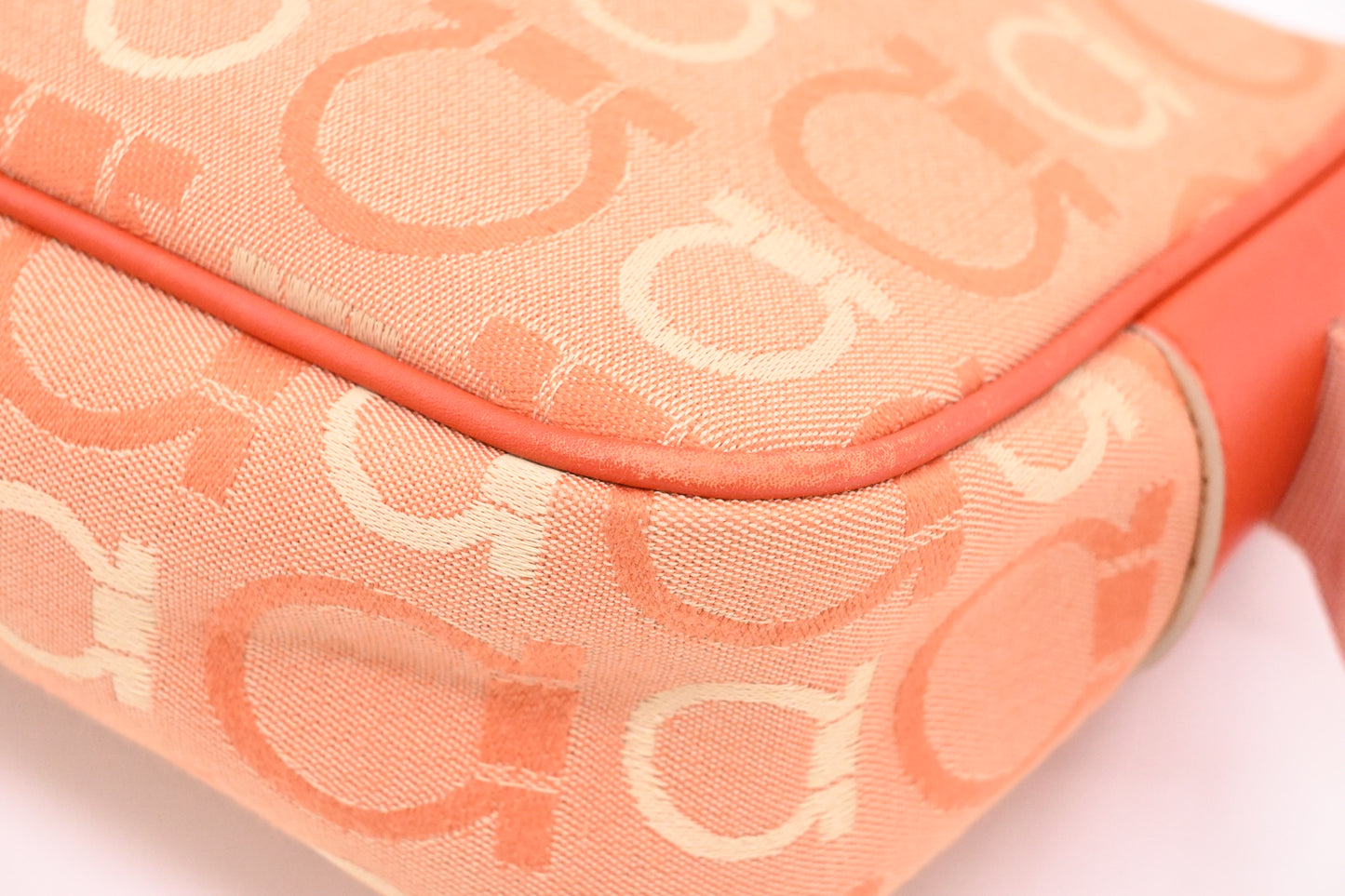 Ferragamo Shoulder Bag in Orange Gancini Canvas