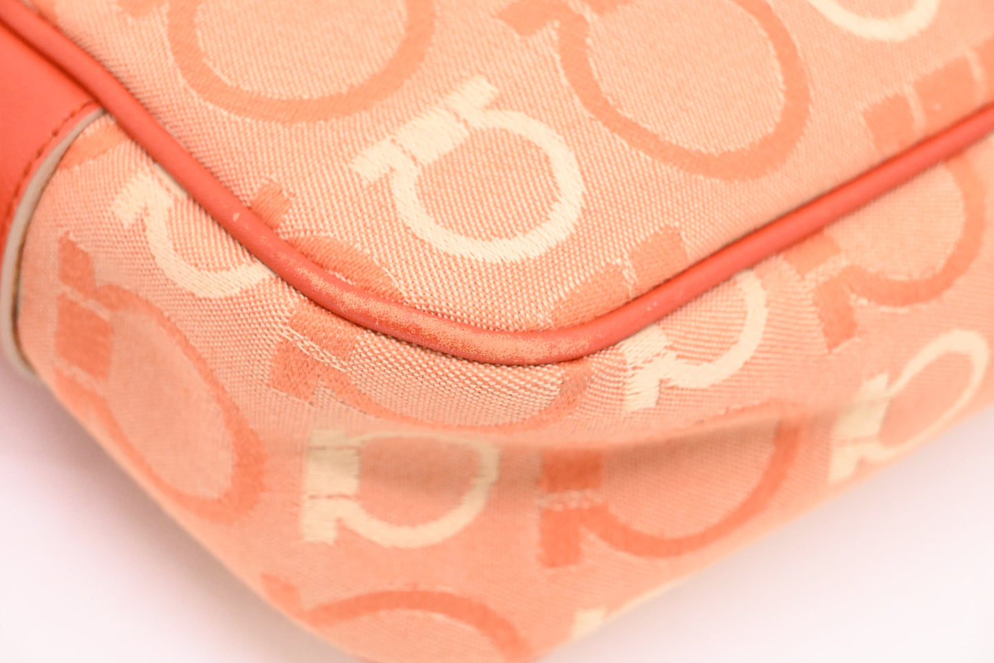 Ferragamo Shoulder Bag in Orange Gancini Canvas