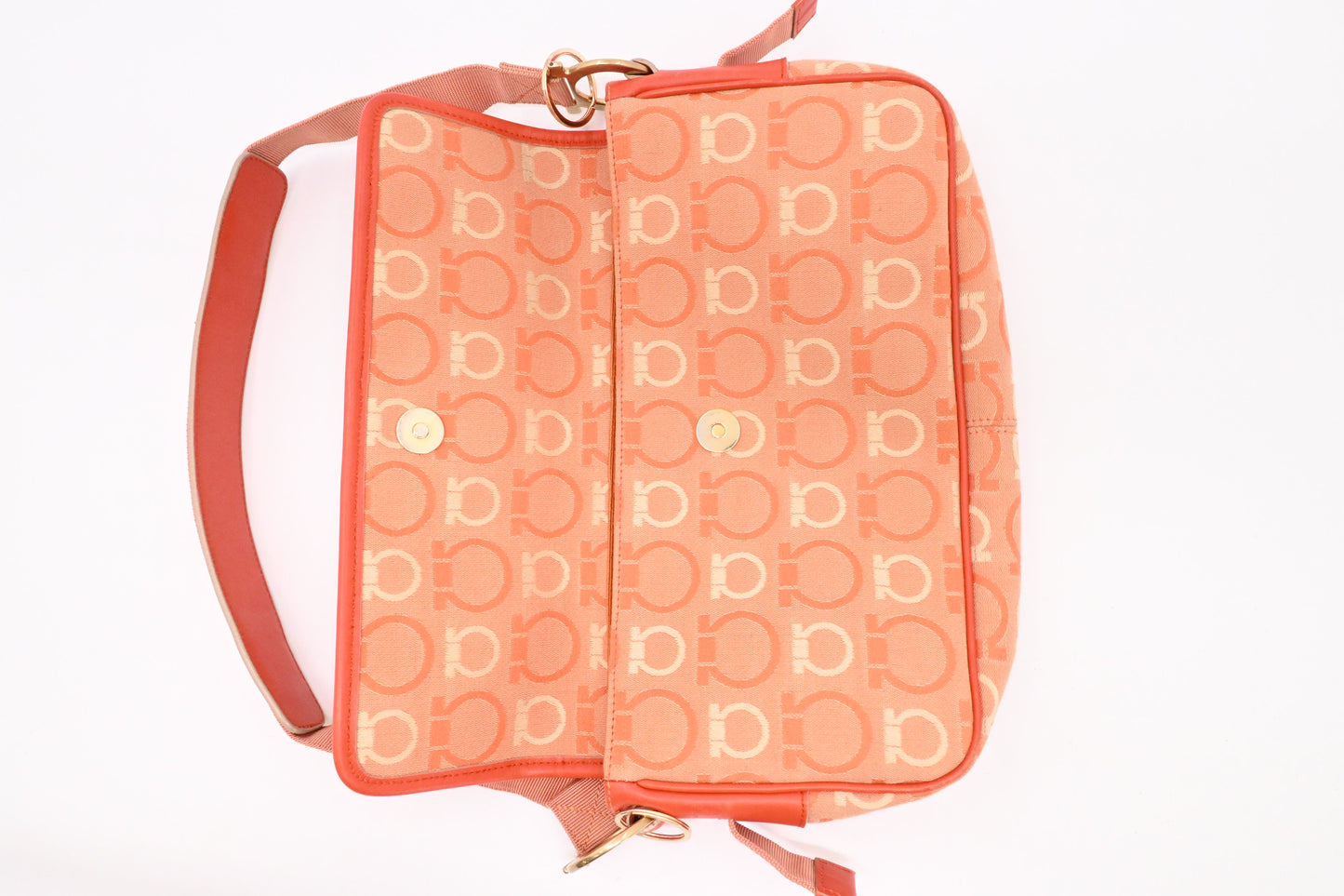Ferragamo Shoulder Bag in Orange Gancini Canvas
