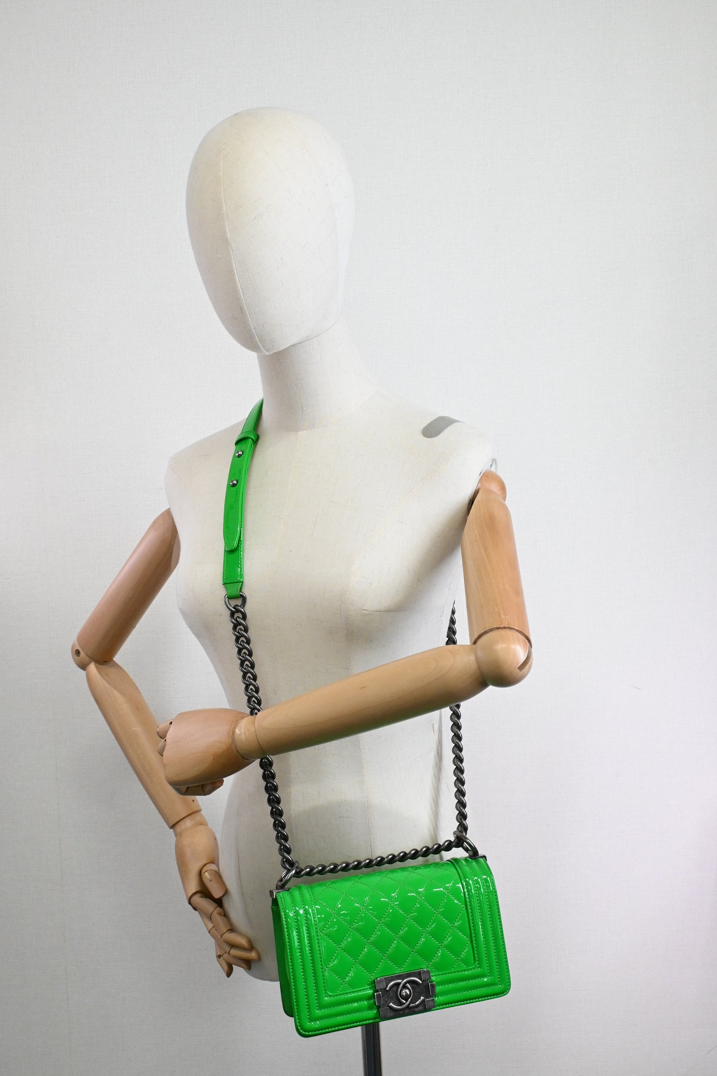 Chanel Small Boy in Green Patent Leather