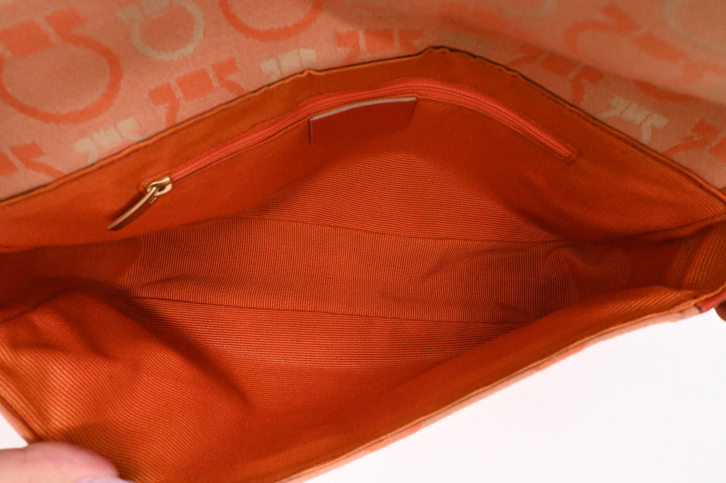 Ferragamo Shoulder Bag in Orange Gancini Canvas