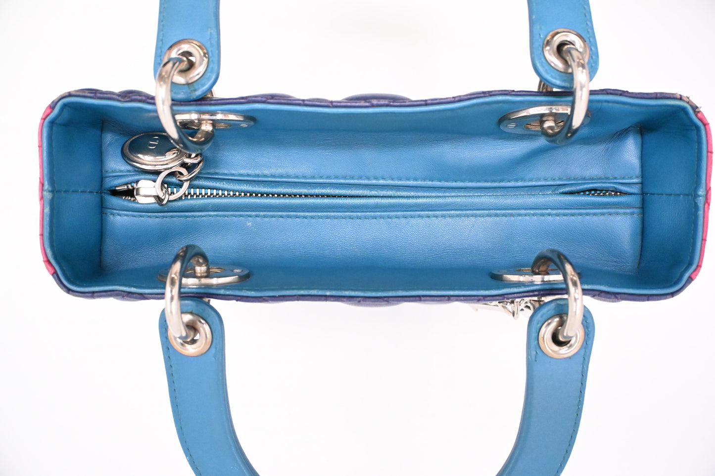 Dior Lady Dior in Blue, Fuchsia and Turquoise Cannage Lambskin