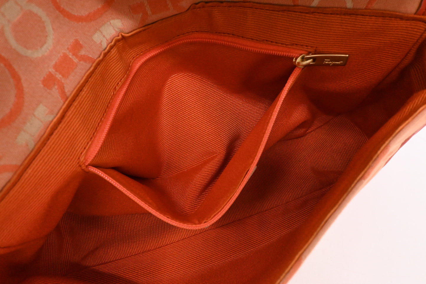 Ferragamo Shoulder Bag in Orange Gancini Canvas