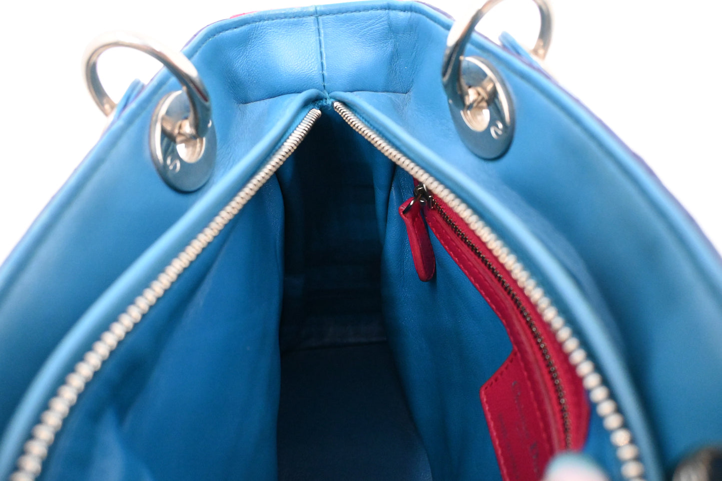 Dior Lady Dior in Blue, Fuchsia and Turquoise Cannage Lambskin