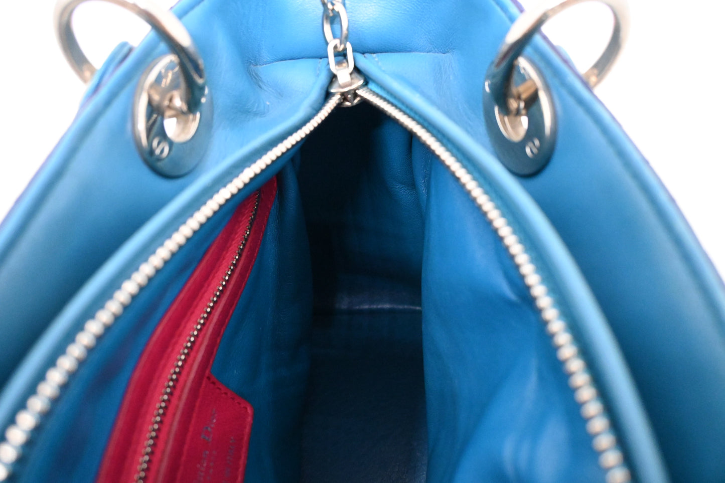Dior Lady Dior in Blue, Fuchsia and Turquoise Cannage Lambskin