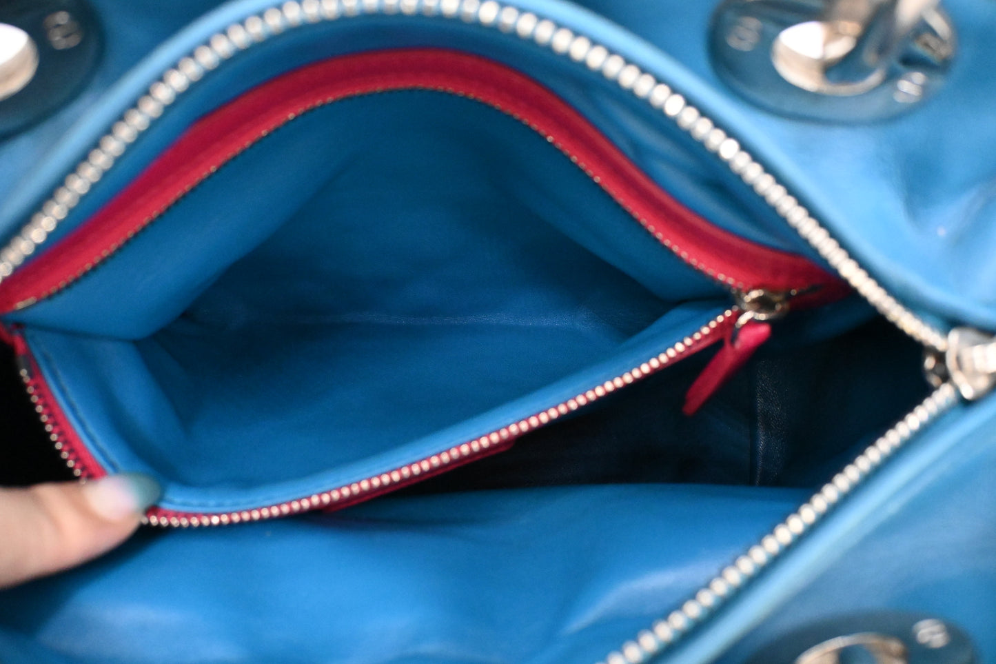 Dior Lady Dior in Blue, Fuchsia and Turquoise Cannage Lambskin