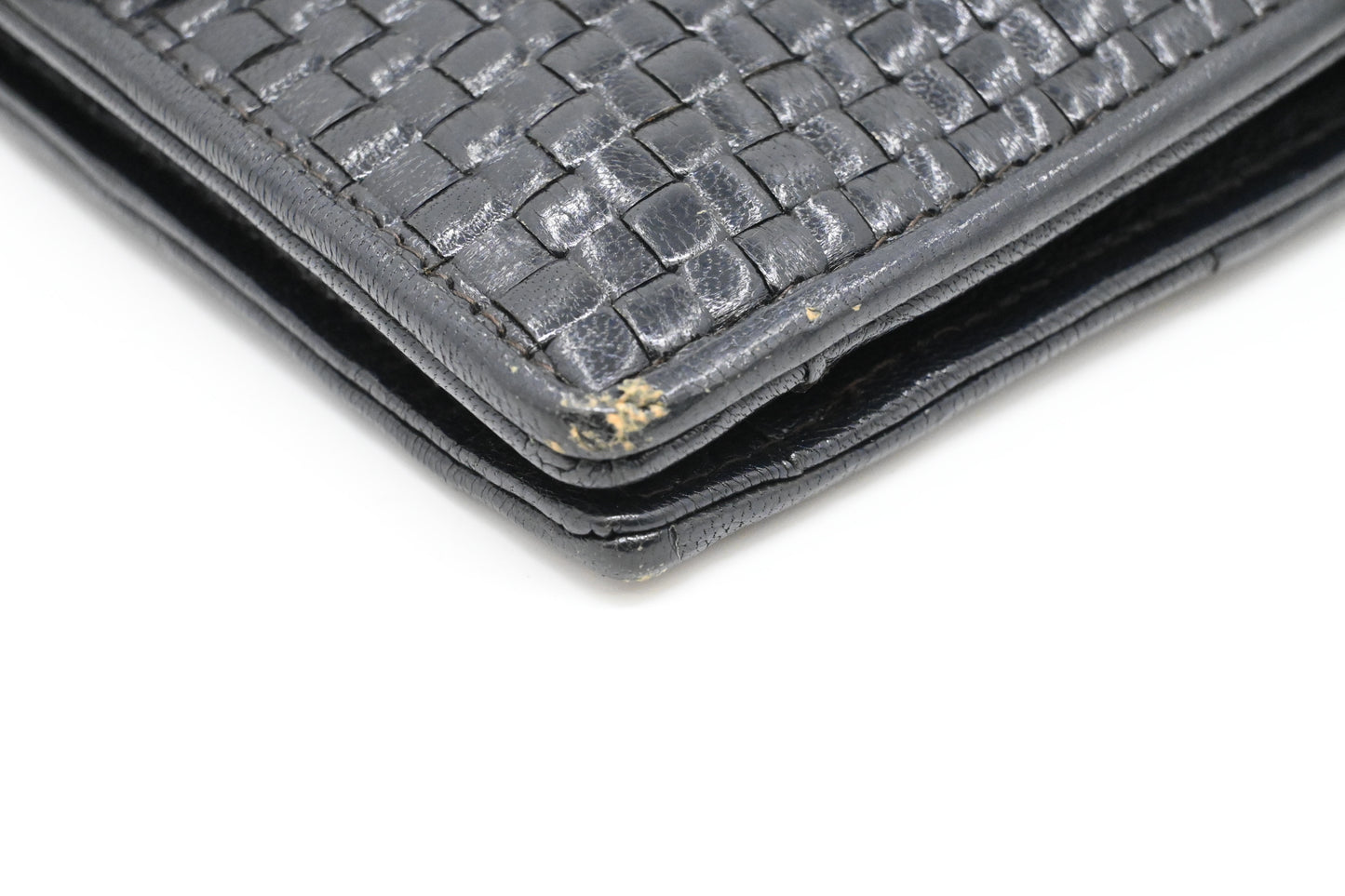 Fendi Triple Flap Shoulder Bag in Black Waved Leather