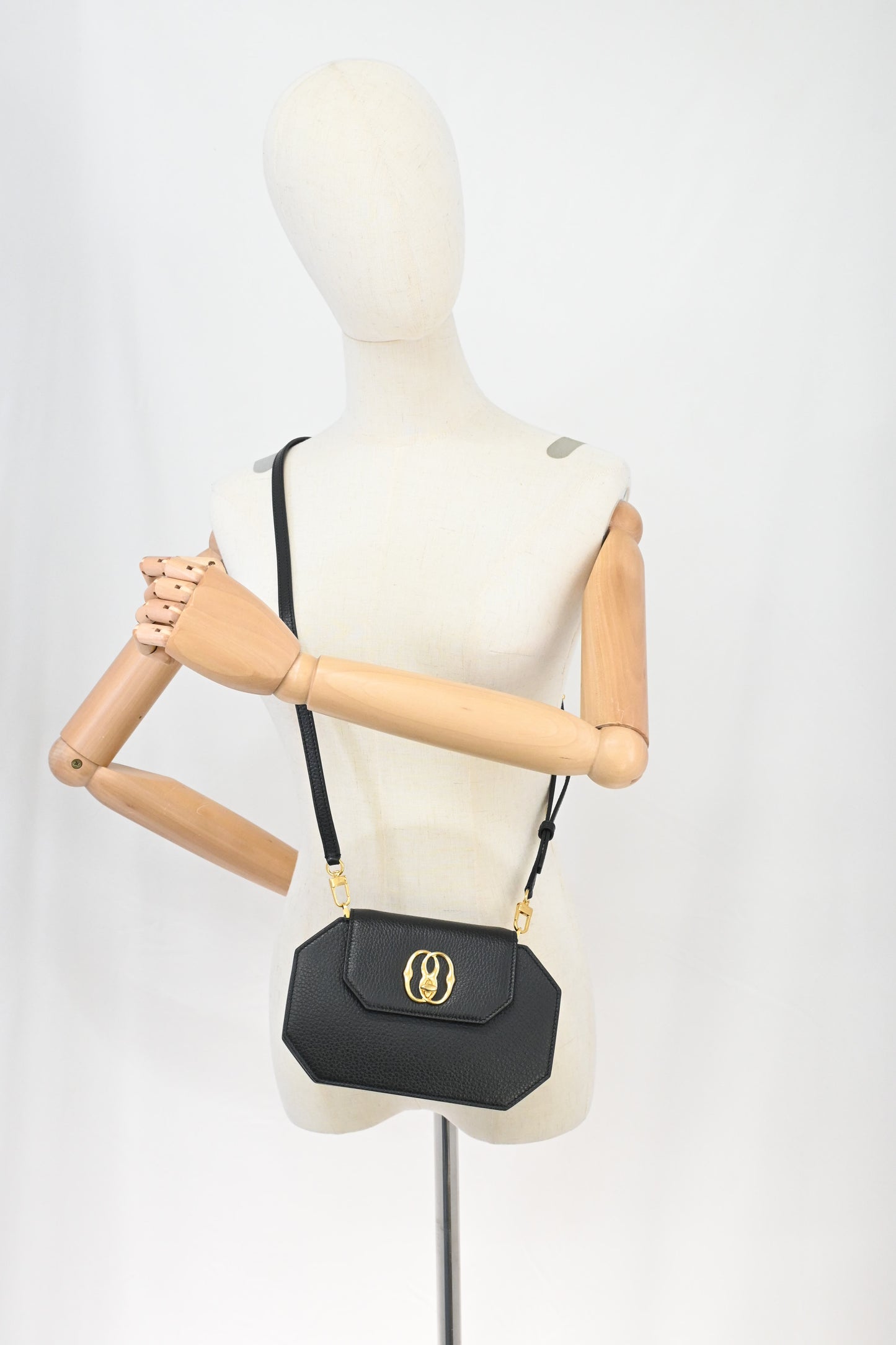 Bally Octogone Crossbody in Black Leather