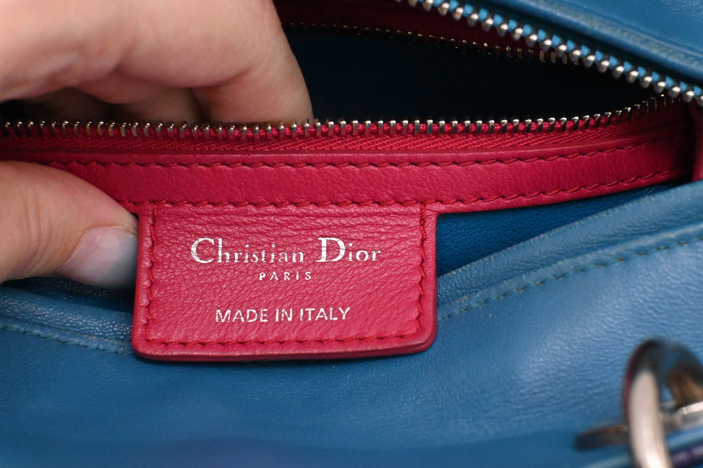 Dior Lady Dior in Blue, Fuchsia and Turquoise Cannage Lambskin