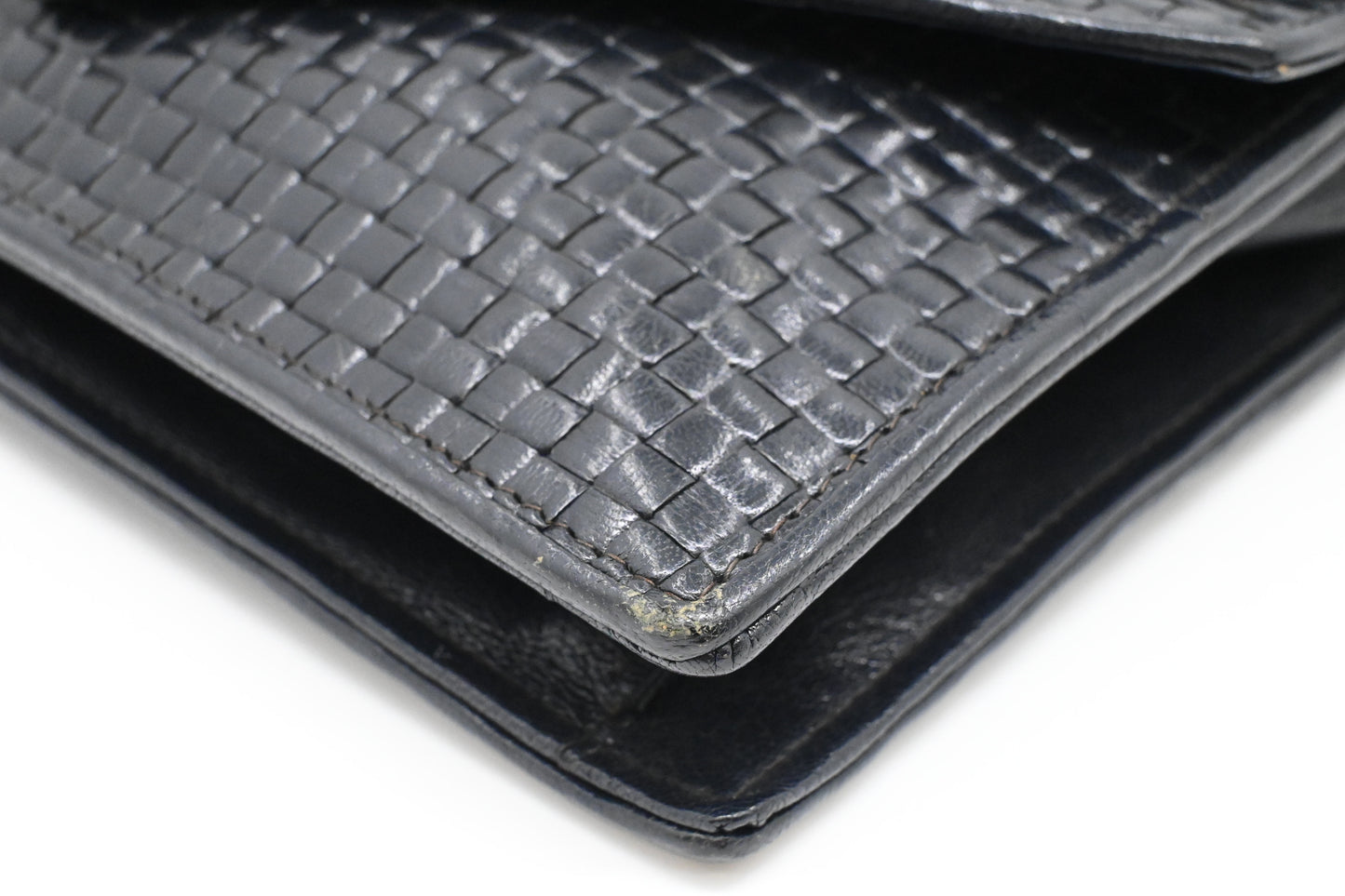 Fendi Triple Flap Shoulder Bag in Black Waved Leather