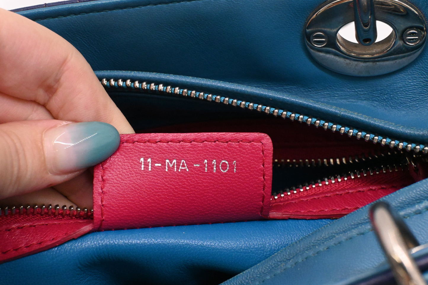 Dior Lady Dior in Blue, Fuchsia and Turquoise Cannage Lambskin