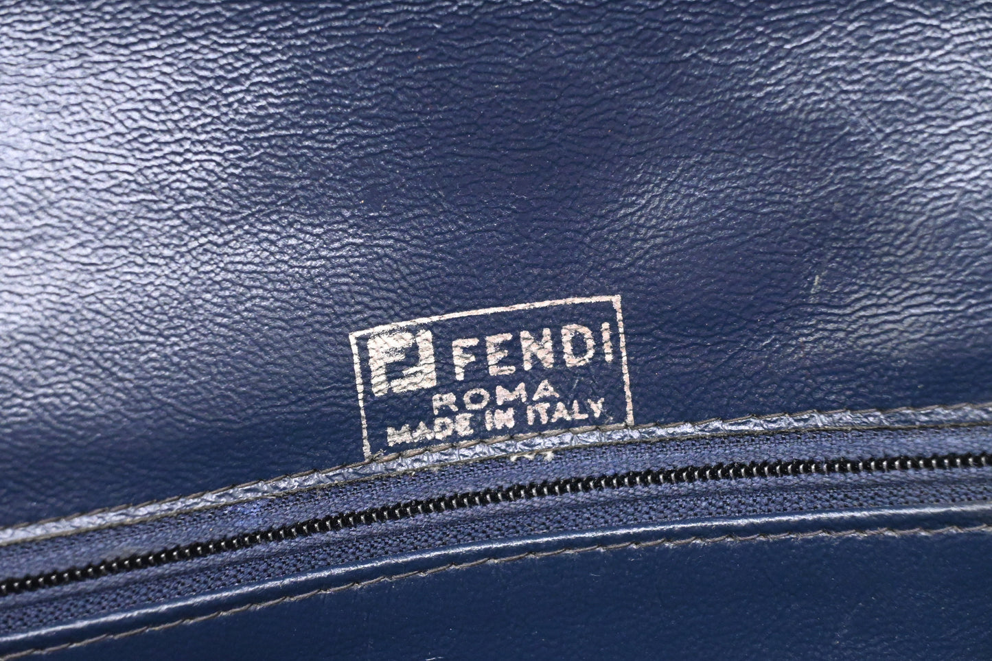 Fendi Triple Flap Shoulder Bag in Black Waved Leather