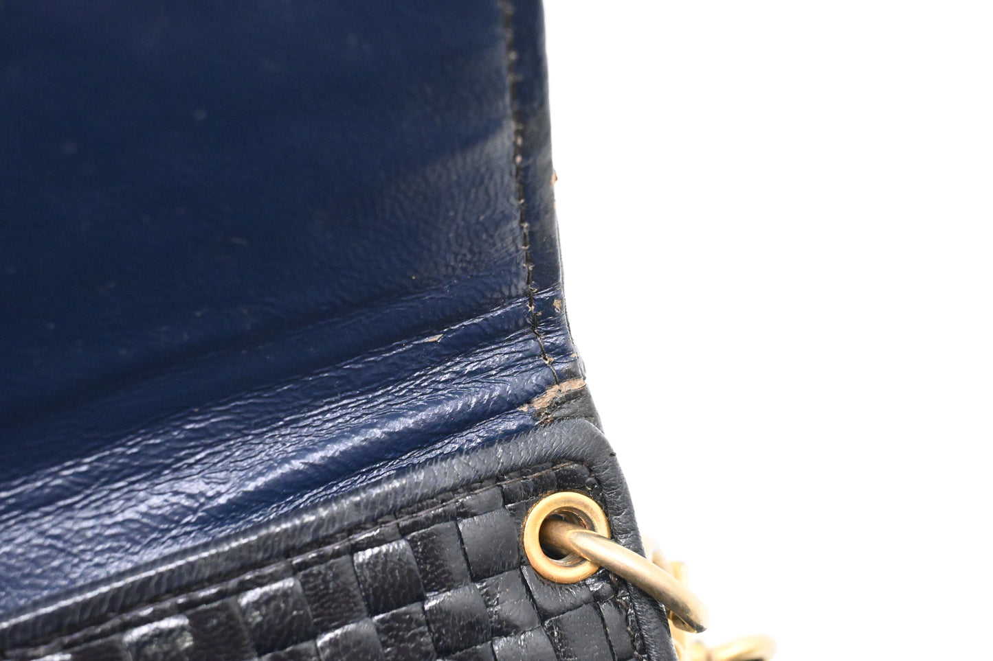 Fendi Triple Flap Shoulder Bag in Black Waved Leather