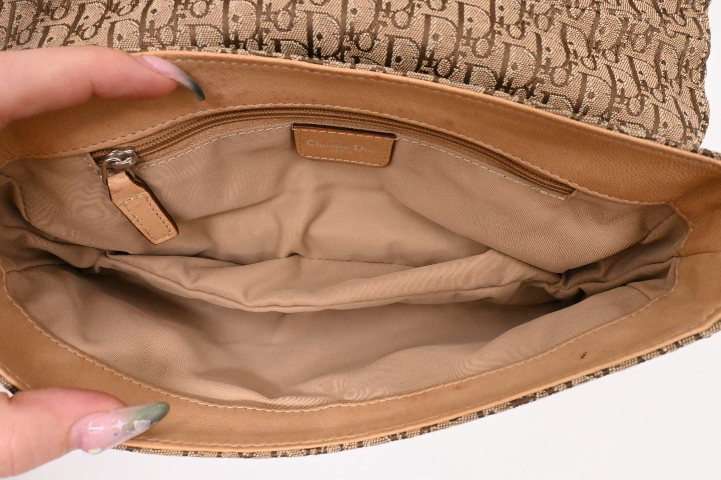 Dior Street Chic Shoulder Bag in Beige Leather
