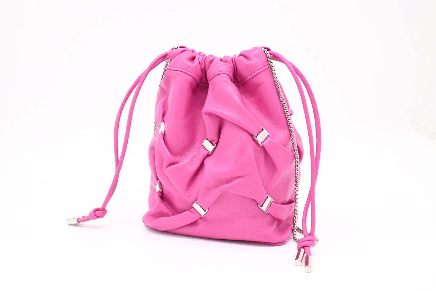Ferragamo Small Bucket Bag in Fuchsia Leather