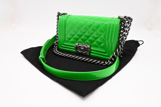 Chanel Small Boy in Green Patent Leather