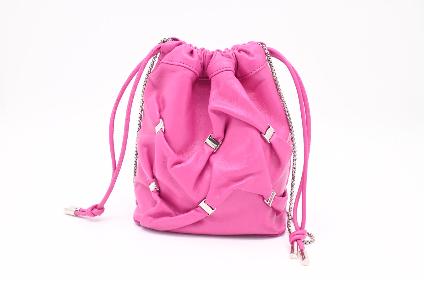 Ferragamo Small Bucket Bag in Fuchsia Leather