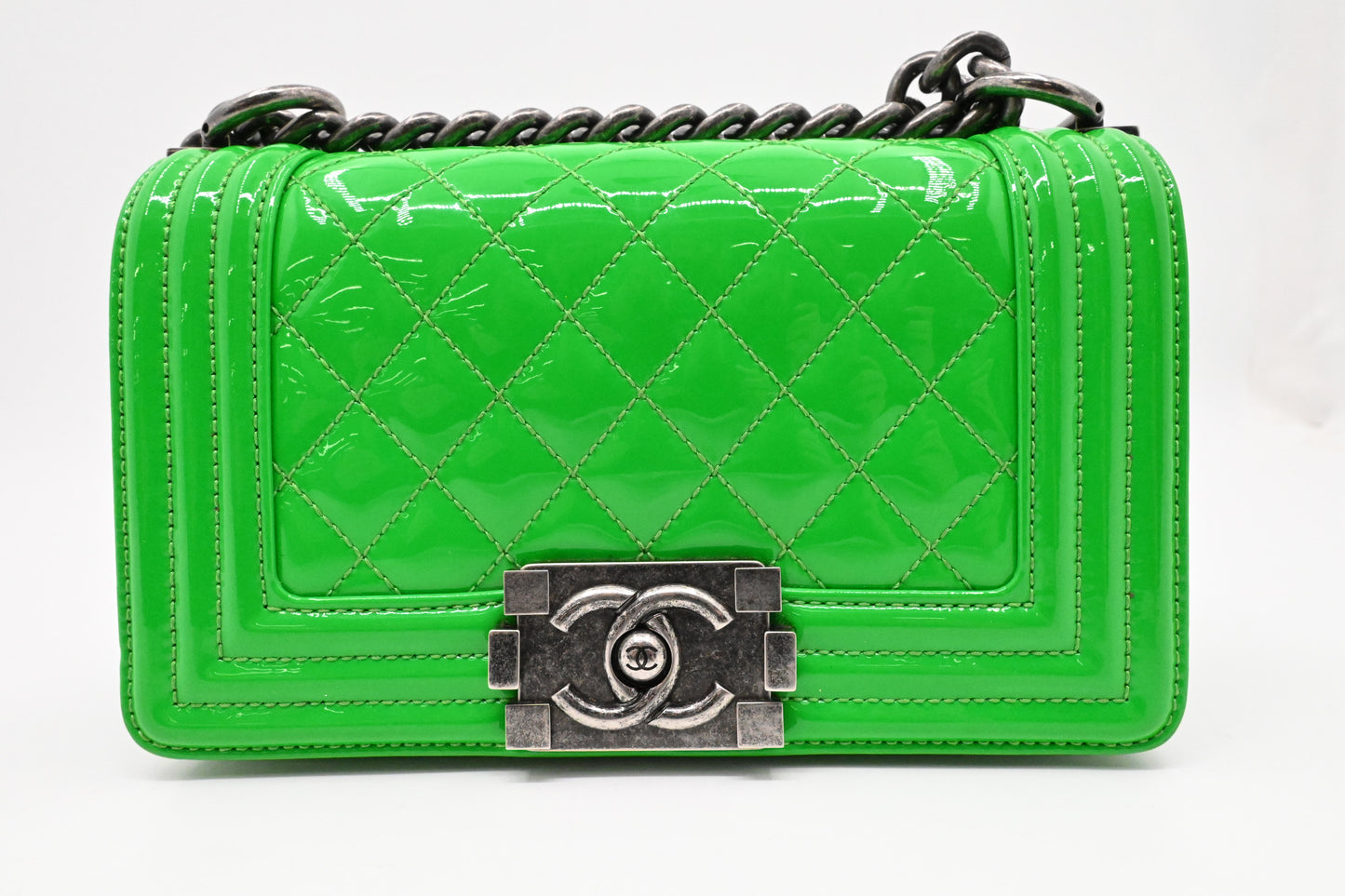 Chanel Small Boy in Green Patent Leather