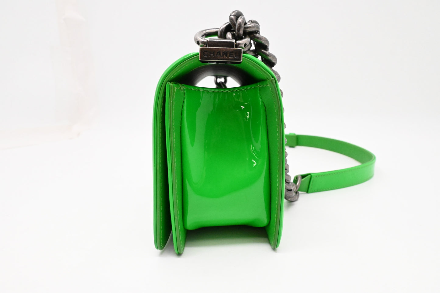 Chanel Small Boy in Green Patent Leather