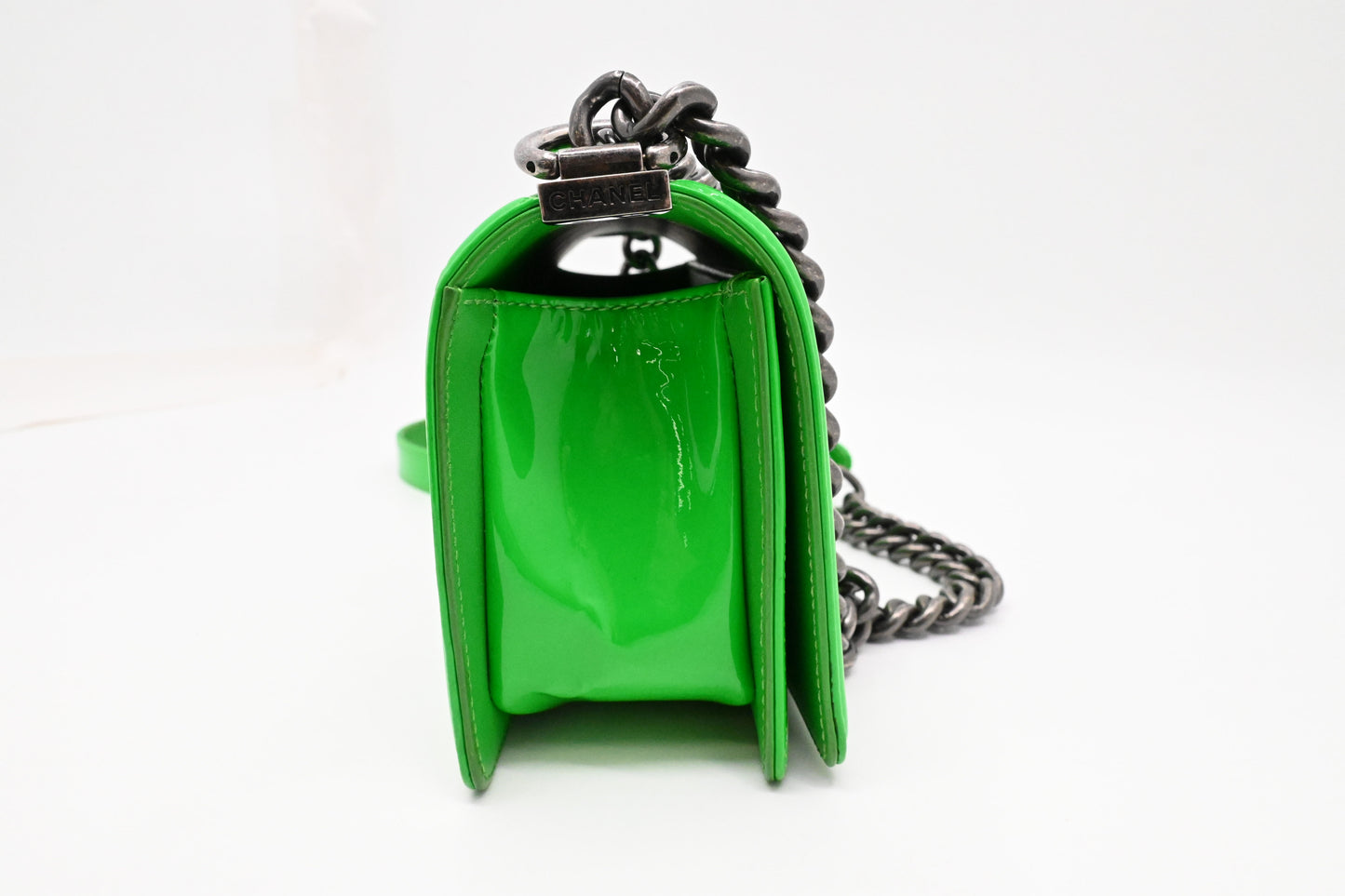 Chanel Small Boy in Green Patent Leather