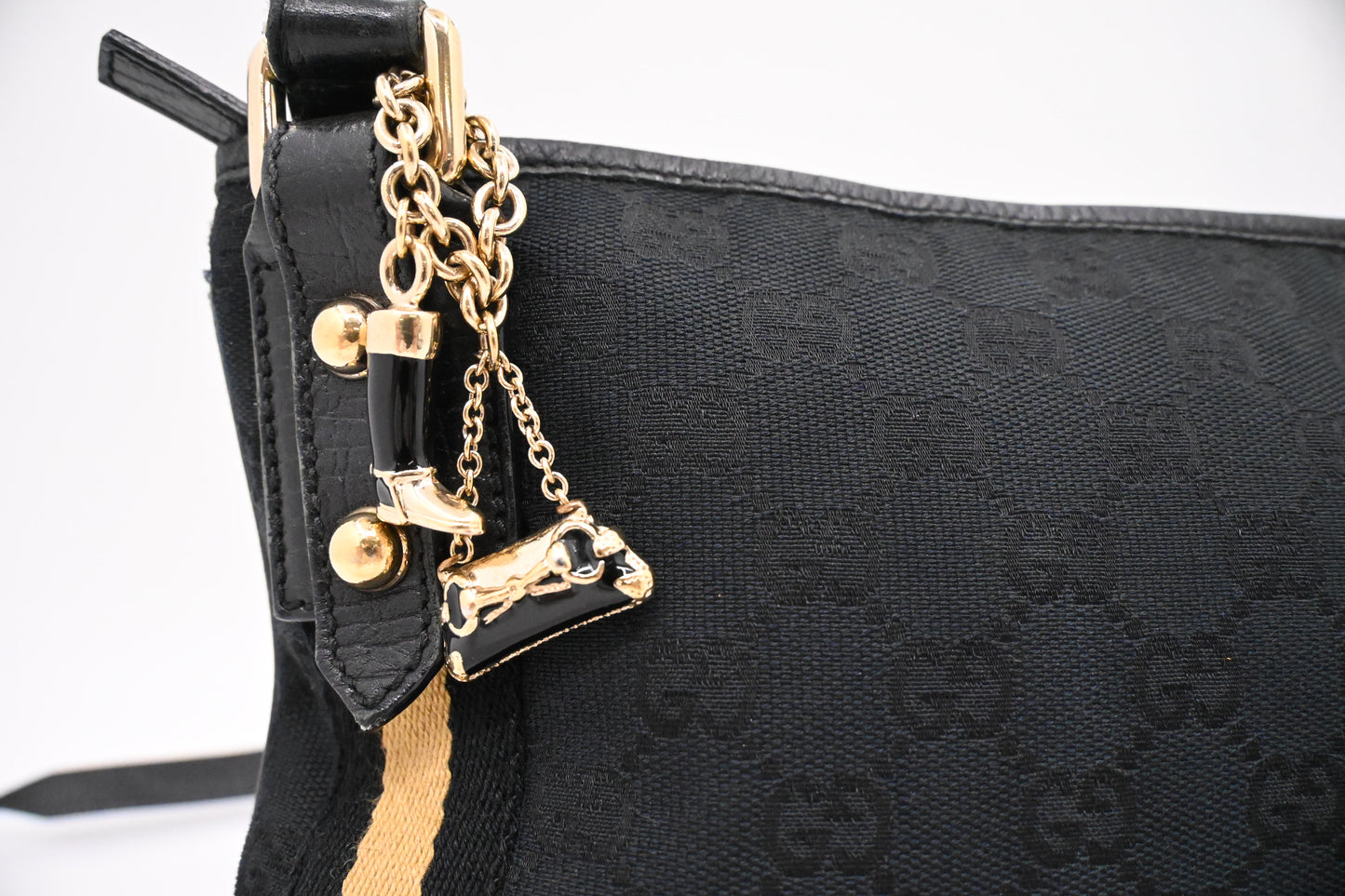 Gucci Sherry Shoulder Bag in Black Canvas