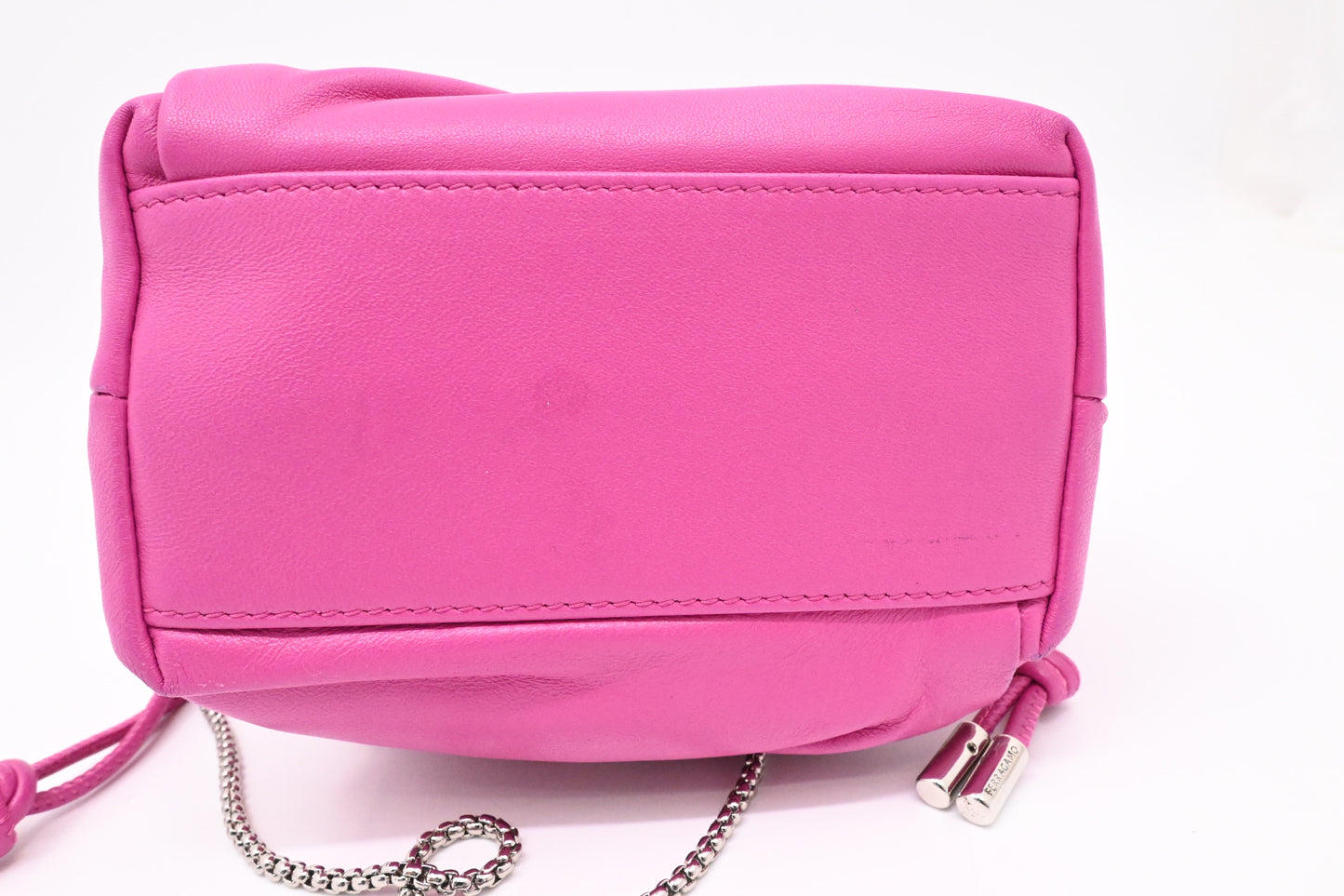 Ferragamo Small Bucket Bag in Fuchsia Leather