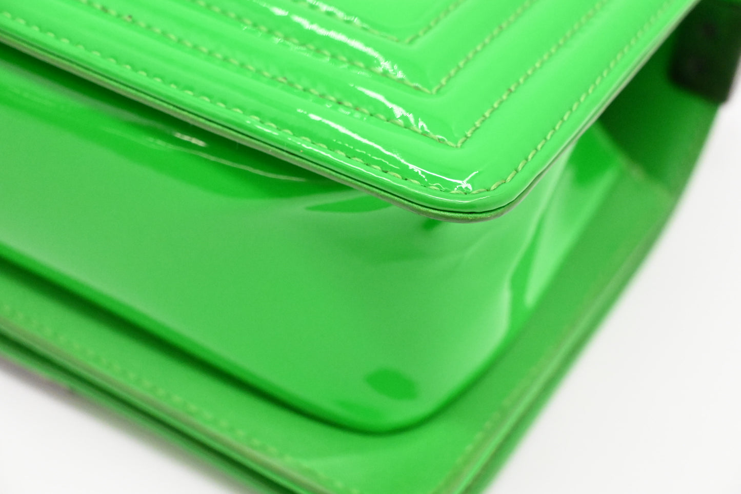 Chanel Small Boy in Green Patent Leather