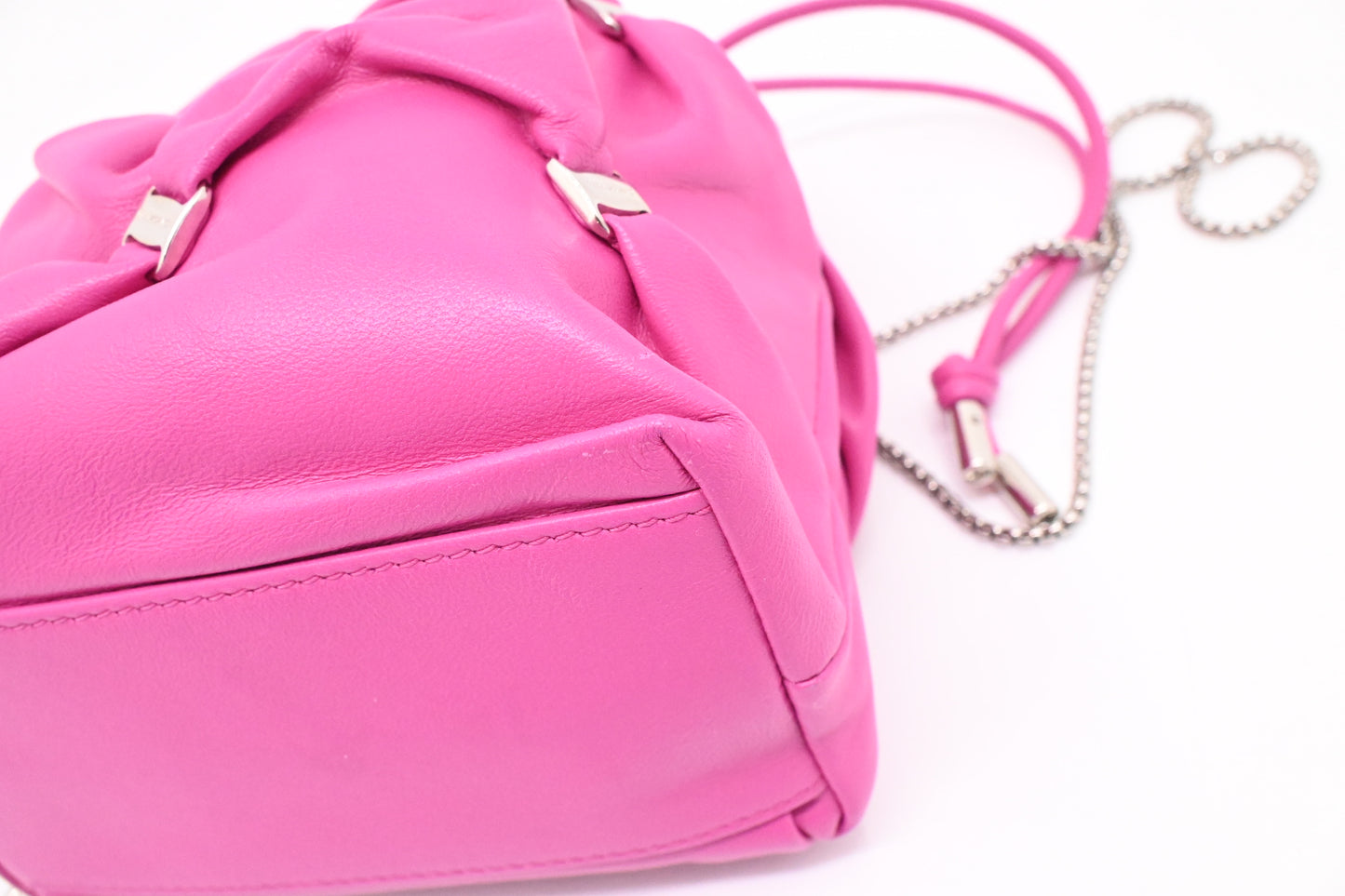 Ferragamo Small Bucket Bag in Fuchsia Leather
