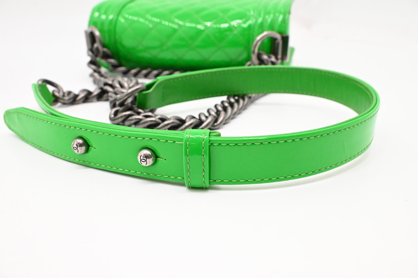 Chanel Small Boy in Green Patent Leather