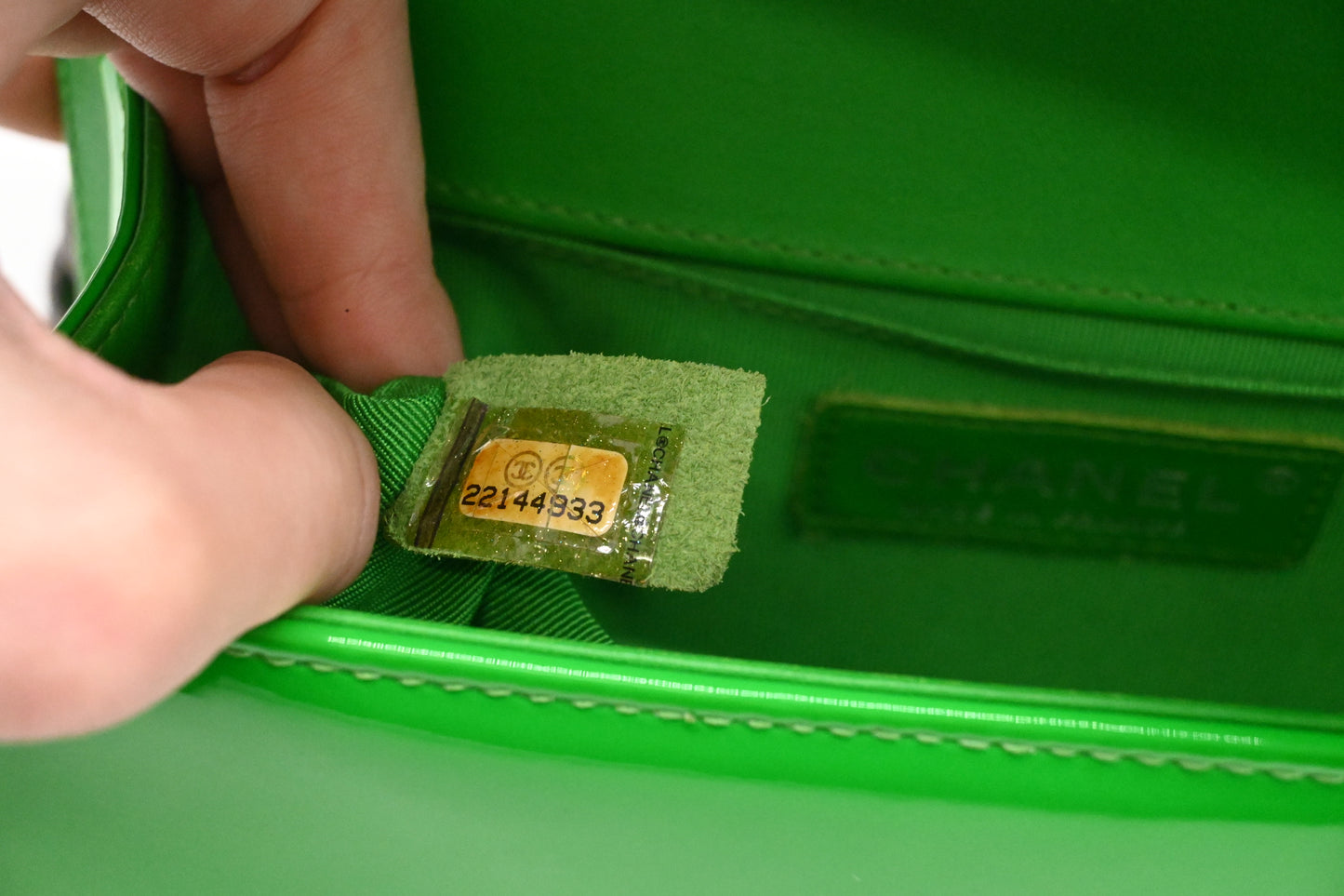 Chanel Small Boy in Green Patent Leather